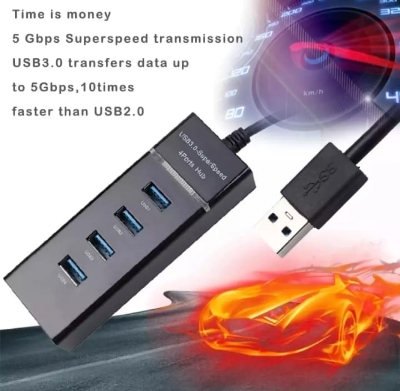 Picture of 4 Port USB HUB SuperSpeed 3.0 Portable Mini-HubUSB Hub Black 1.2 M
