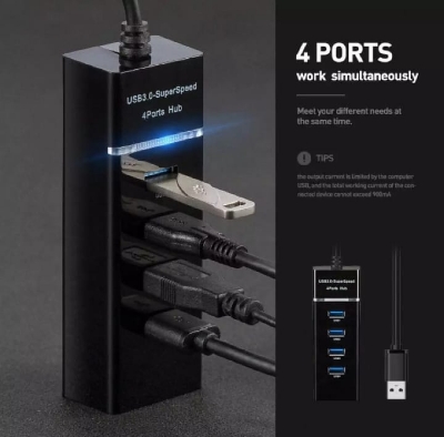 Picture of 4 Port USB HUB SuperSpeed 3.0 Portable Mini-HubUSB Hub Black 1.2 M
