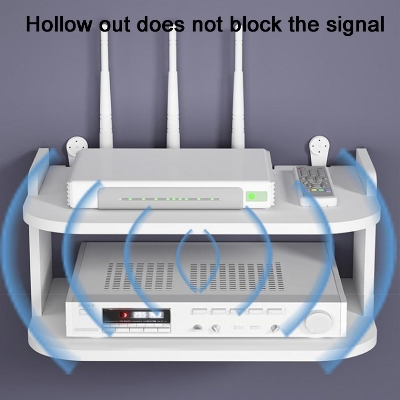 Picture of New Wifi Router Stand Double Layer Wall Mounted Home decorator PVC Tarpaulin - 2 Layer Wood Desk Set - Cloth Stand Wifi Modem Router Mobile Stand, Router, bathroom accessories, bathroom accessories corner rack, bathroom self, Jainamaz stand