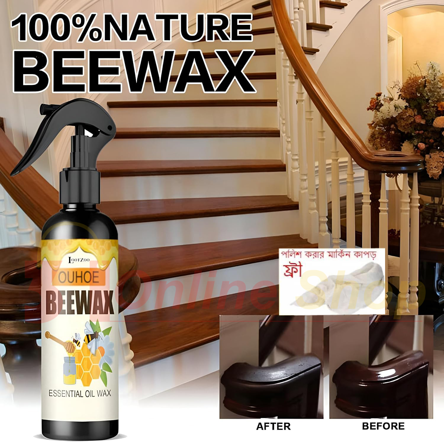 Picture of Beeswax Furniture Polish Spray | Used to Clean Shine Polish Protection for All Furniture Laminate Finishes | Wood Polish & Conditioner | Wooden Wax Polish 350grm