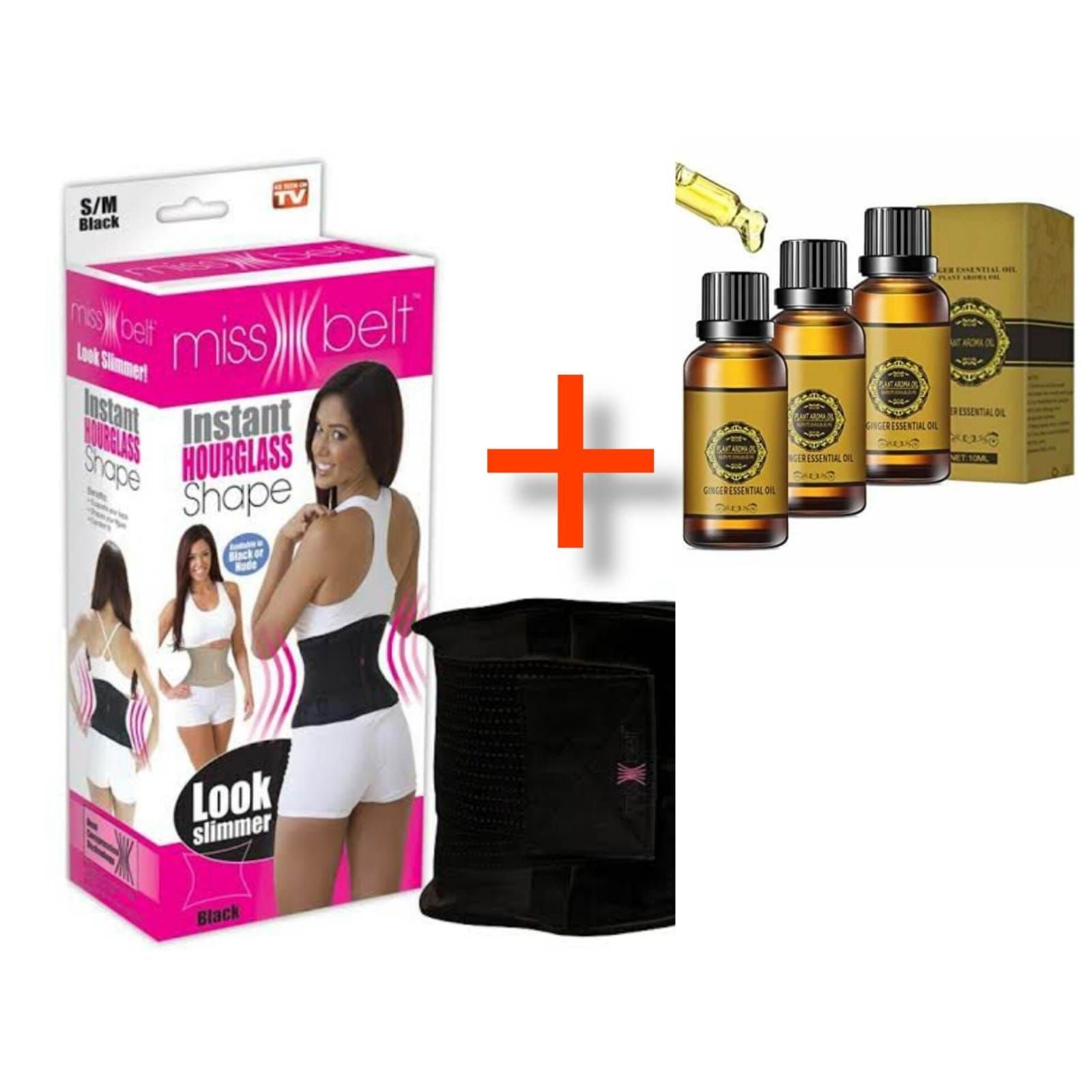 Picture of Newest Slimming Belt Miss Waist Belt Instant Hourglass Shape & Ginger Essential Oil-Slimming combo pack
