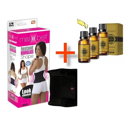 Picture of Newest Slimming Belt Miss Waist Belt Instant Hourglass Shape & Ginger Essential Oil-Slimming combo pack