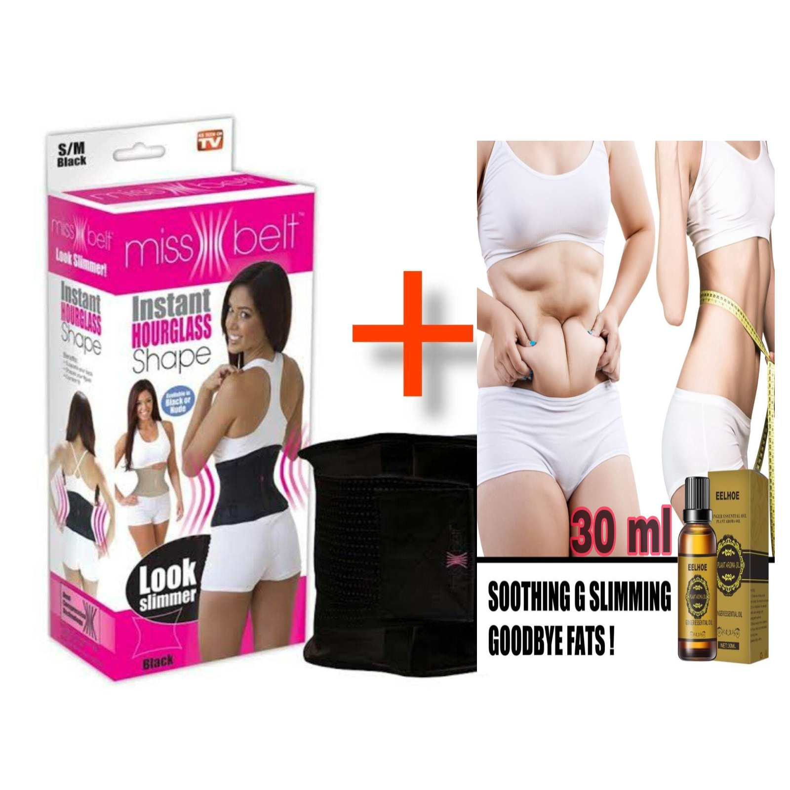 Picture of Newest Slimming Belt Miss Waist Belt Instant Hourglass Shape & Ginger Essential Oil-Slimming combo pack