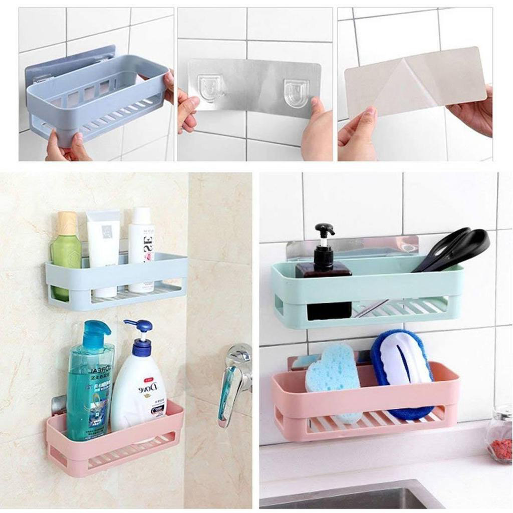 Picture of 1pic Bathroom Storage Rack Kitchen Organizer Shelf Black Shelves Corner Frame Iron Shower Punch Free Mounted Caddy Rack