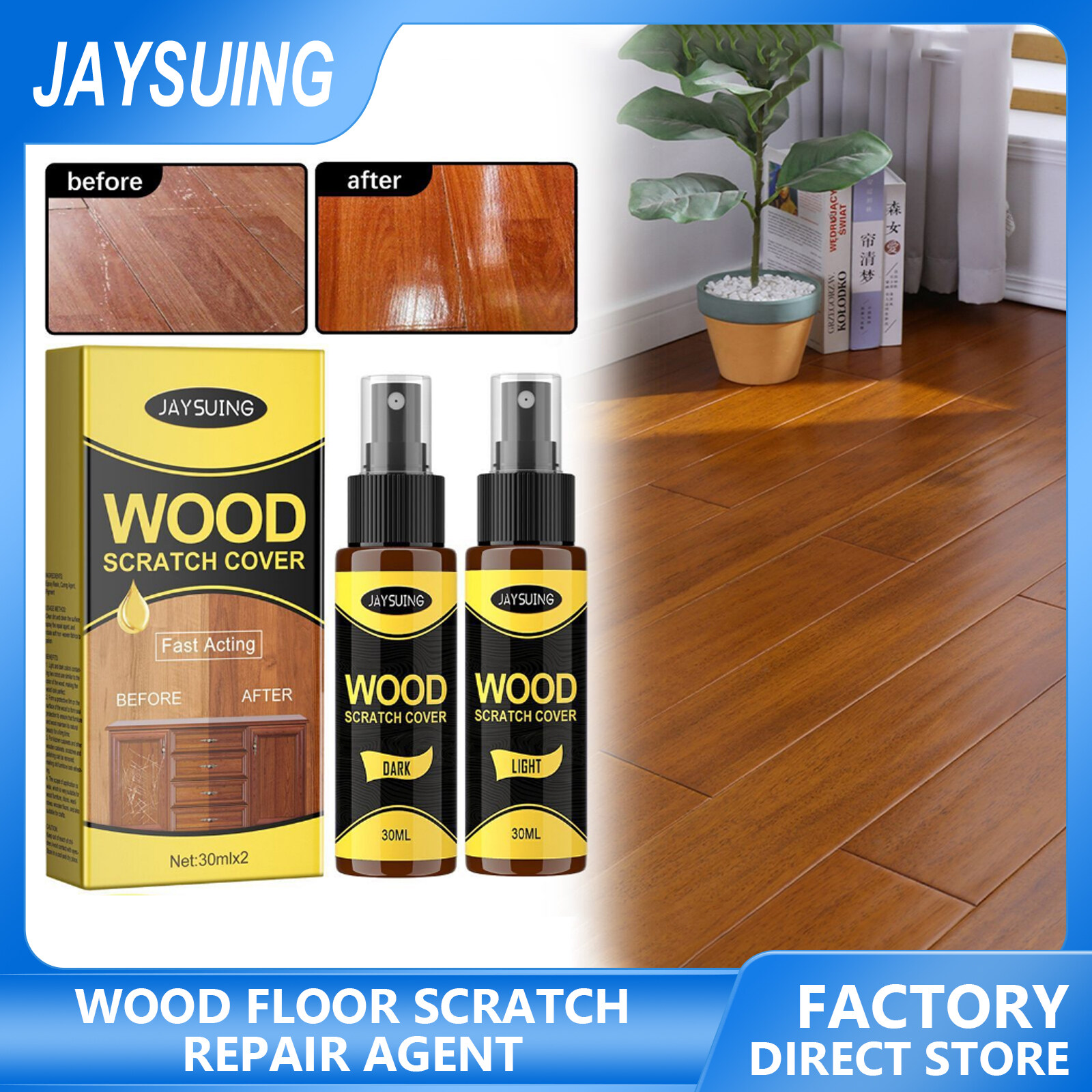 Picture of 2pcs Furniture Polishing Beeswax Spray Wooden Floor Cleaning Maintenance Wood Table Shiny Wear Resistant Multipurpose Beeswax Agents Floor Wood Repair Kit Furniture Paint Floor Complementary Color Spray Repair Wood Scratch Remover Acting Floor Repair