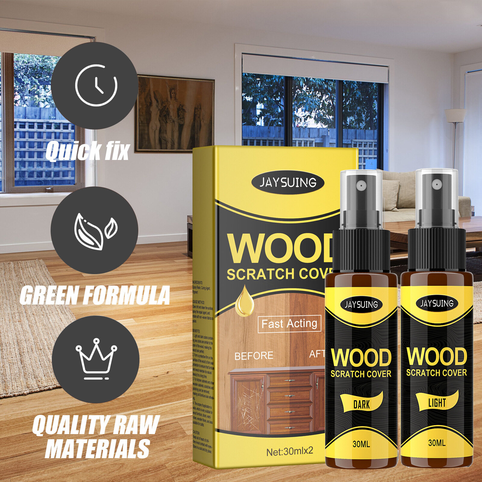 Picture of 2pcs Furniture Polishing Beeswax Spray Wooden Floor Cleaning Maintenance Wood Table Shiny Wear Resistant Multipurpose Beeswax Agents Floor Wood Repair Kit Furniture Paint Floor Complementary Color Spray Repair Wood Scratch Remover Acting Floor Repair