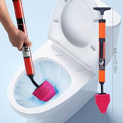 Picture of New Manual Multifunctional High Pressure Drain Buster Home Sink Clog Remover Cleaning Tool Toilet Plunger Suction Pump
