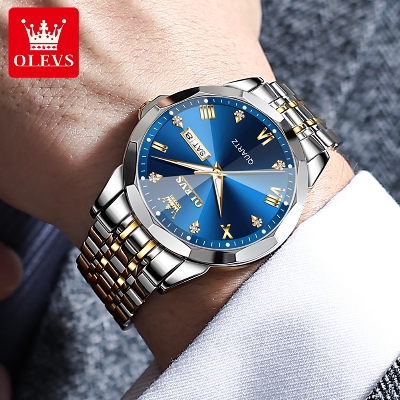 Picture of O'levs 9931 New Business Quartz Watch For Men Luxury Diamond Dial Waterproof Stainless Steel Strap Men Wristwatch