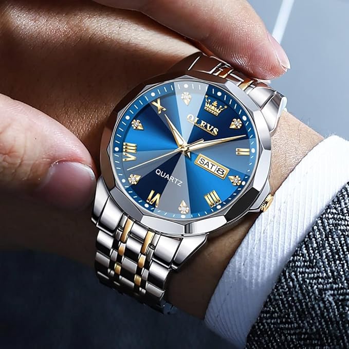 Picture of O'levs 9931 New Business Quartz Watch For Men Luxury Diamond Dial Waterproof Stainless Steel Strap Men Wristwatch