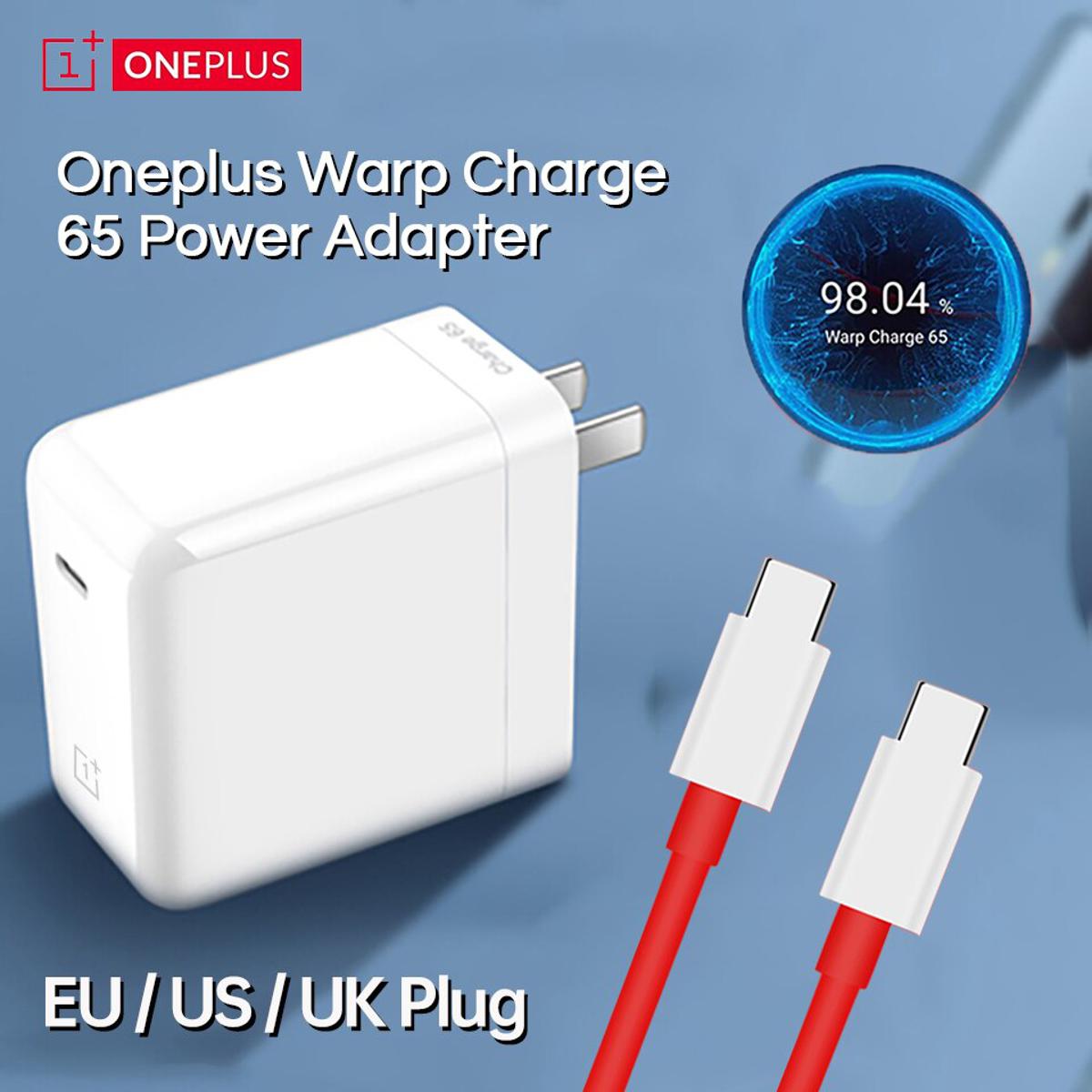 Picture of Oneplus Warp Charge 65 EU US UK Plug 65w Warp Charger Adapter Oneplus 8T 8 Pro 7t 7 6t Fast Charging Usbc To Usbc Cable