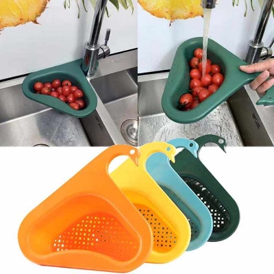 Picture of Sink Strainer Colander Drain Basket, Multifunction Saddle-Shaped Mesh Strainer, Corner Food Strainer Over The Sink for Kitchen Waste, Vegetable, Fruits