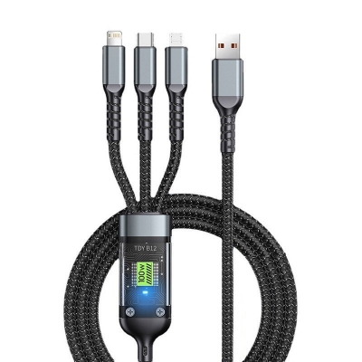 Picture of 3 In 1 100W USB Type C Fast Charging Cable For iPhone Xiaomi Poco Huawei Samsung Micro USB Type C Multi Port Charging Wire