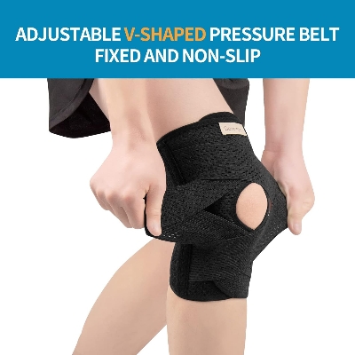 Picture of Knee Cap for Men and Women, Adjustable Knee Support Patella, Knee Brace for Knee Pain Relief, Ligament Injury, Protection at Gym, Running,and Sports(pair) (free size]