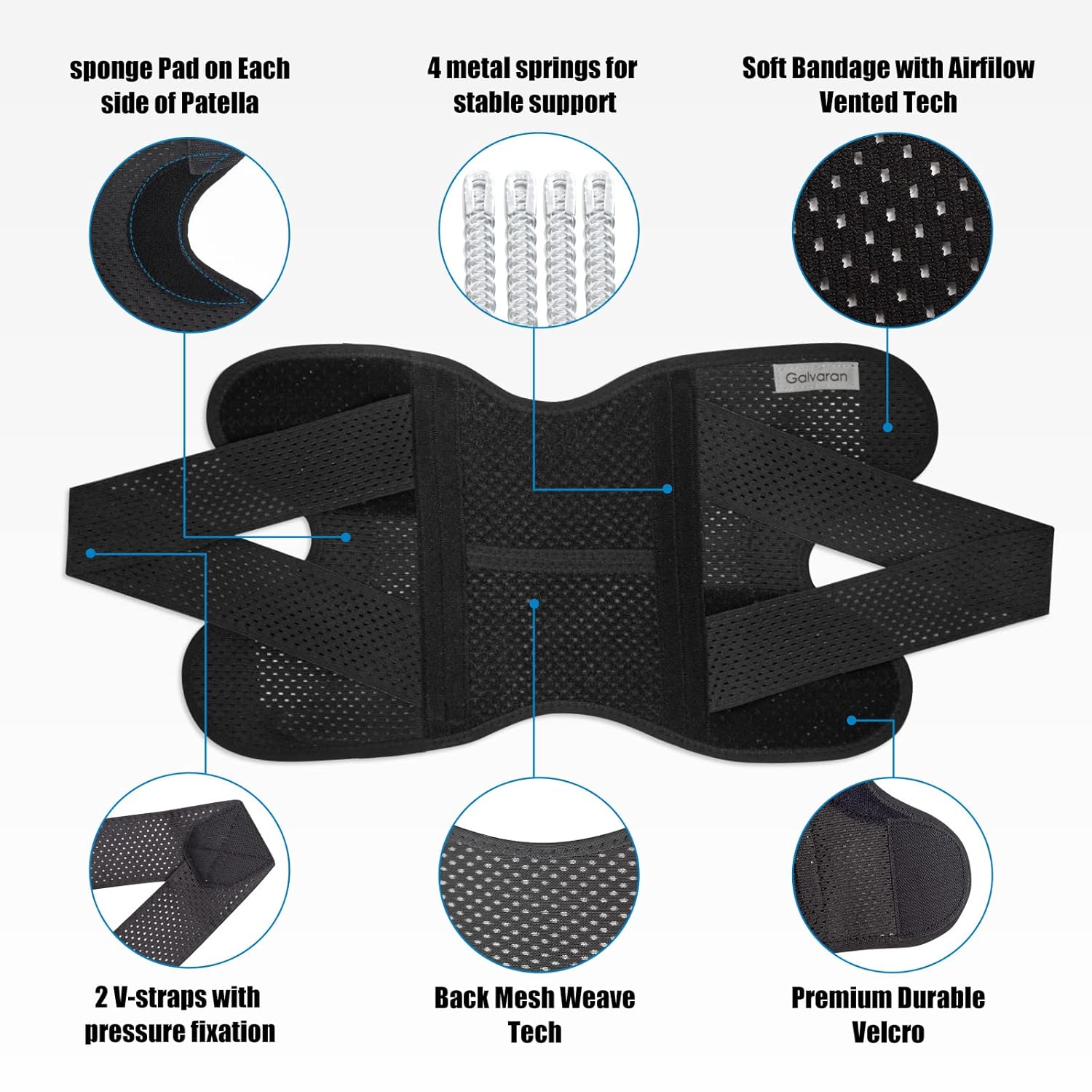 Picture of Knee Cap for Men and Women, Adjustable Knee Support Patella, Knee Brace for Knee Pain Relief, Ligament Injury, Protection at Gym, Running,and Sports(pair) (free size]