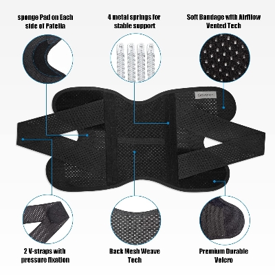 Picture of Knee Cap for Men and Women, Adjustable Knee Support Patella, Knee Brace for Knee Pain Relief, Ligament Injury, Protection at Gym, Running,and Sports(pair) (free size]