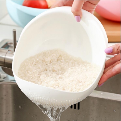Picture of Plastic Rice Beans Peas Washing Filter Strainer Basket Sieve Drainer Kitchen Cleaning Random Color