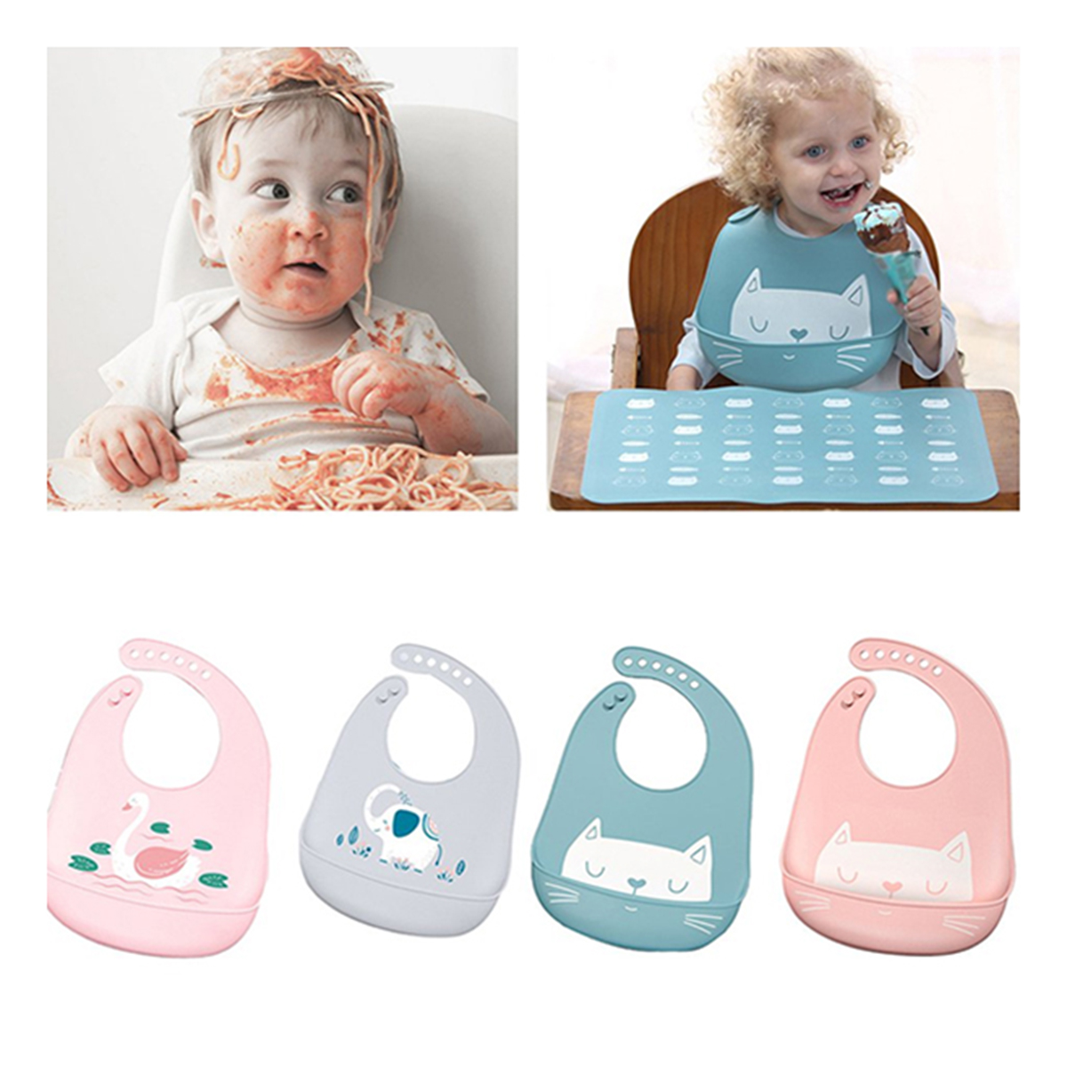 Picture of Silicone Baby Bibs with Food Catcher
