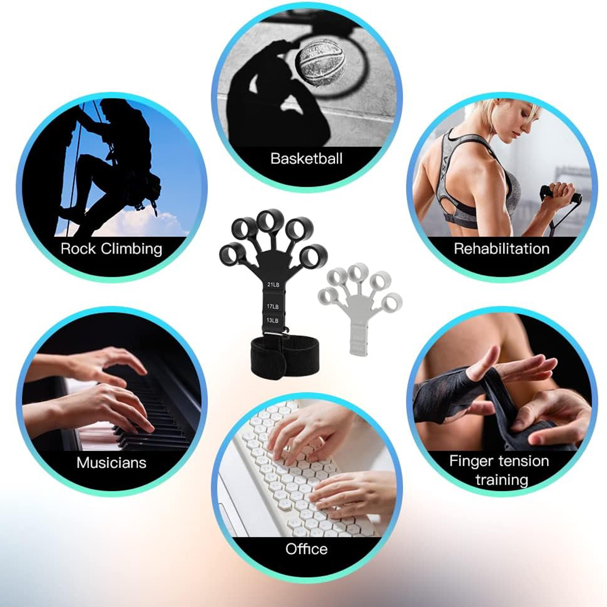 Picture of Finger Flexion Extension Trainer Resistance Band Stretcher Arthritis Wrist Training Therapy Grip Device-Hand Strengtheners