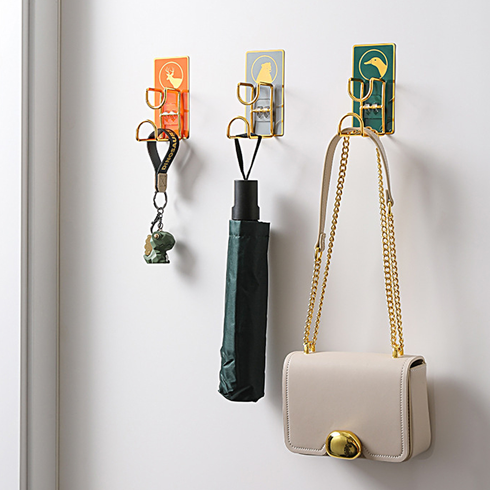 Picture of 1pic OdDii Reusable Adhesive Washbasin Hooks Self Adhesive Wall Hooks for Hanging Sticker for Plug Robe Towel Loofah Bathrobe Coat storage hooks