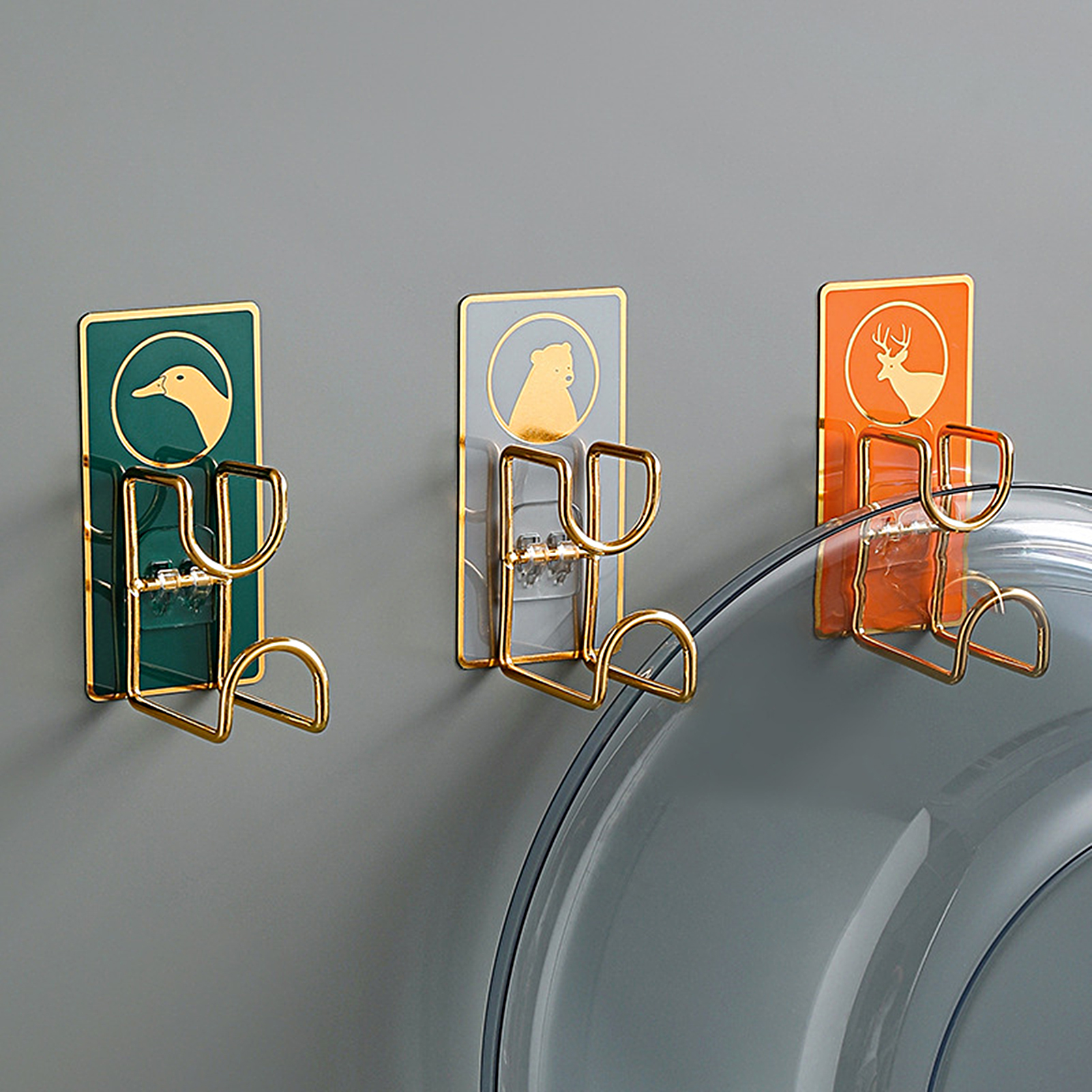 Picture of 1pic OdDii Reusable Adhesive Washbasin Hooks Self Adhesive Wall Hooks for Hanging Sticker for Plug Robe Towel Loofah Bathrobe Coat storage hooks