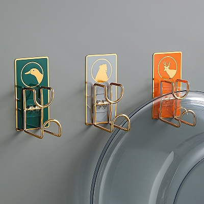 Picture of 1pic OdDii Reusable Adhesive Washbasin Hooks Self Adhesive Wall Hooks for Hanging Sticker for Plug Robe Towel Loofah Bathrobe Coat storage hooks