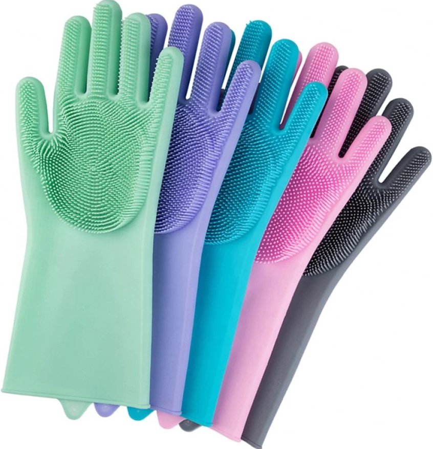 Picture of 1pcs Silicone Dish Washing Kitchen Hand Gloves- Multicolor - Hand Gloves - Hand Gloves - Hand Gloves