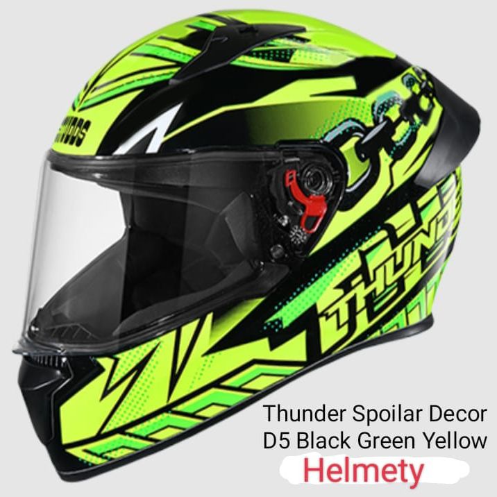 Picture of Studds Thunder D5 Decor With Spoiler Full Face Black Green Yellow Helmet (Black Green Yellow)