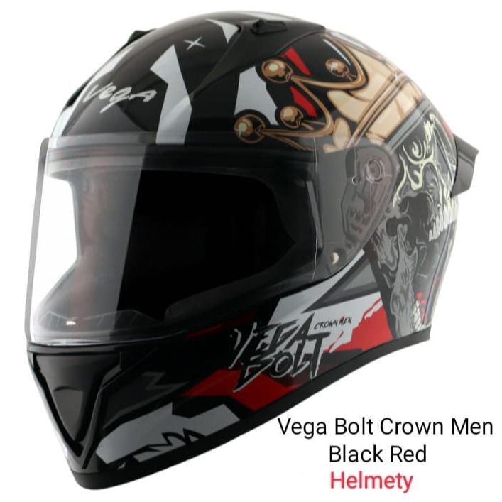 Picture of Bolt Bunny Crown Men Black Red full face helmet with dual certification. (Black Red)