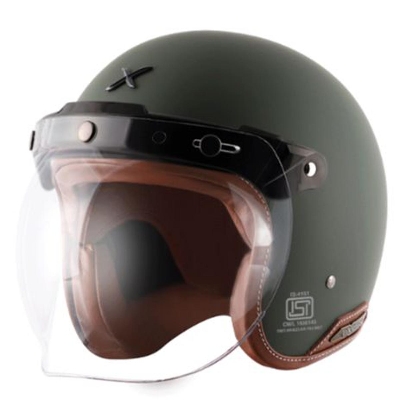 Picture of Axor Retro Jet Matt Battle green Certified Helmet (Battle green)