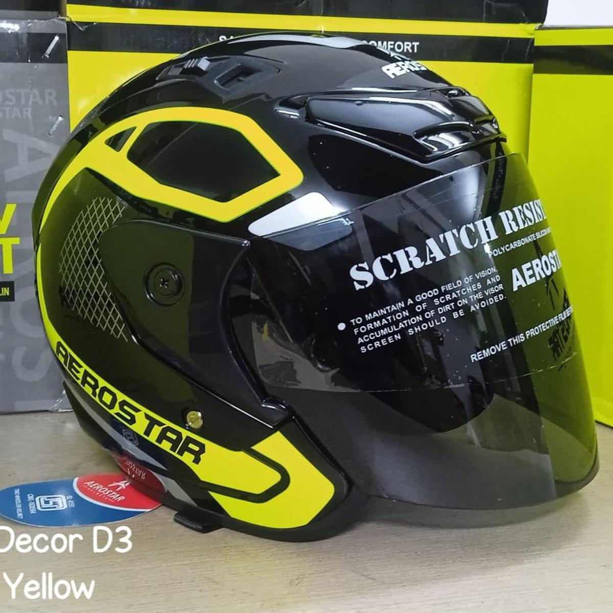 Picture of X-TON DECOR D1 BLACK YELLOW CERTIFIED HELMET (Black)