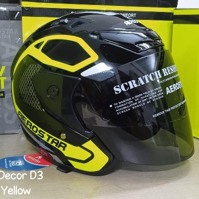 Picture of X-TON DECOR D1 BLACK YELLOW CERTIFIED HELMET (Black)