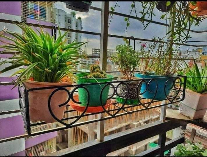 Picture of Planter Stand Flower Pot Stand For Balcony Living Room Outdoor Indoor Grill Rack-26 X 8 X 4 inches