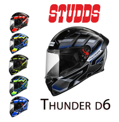 Picture of Studds Thunder D6 new Edition with extra Visor free (Black)
