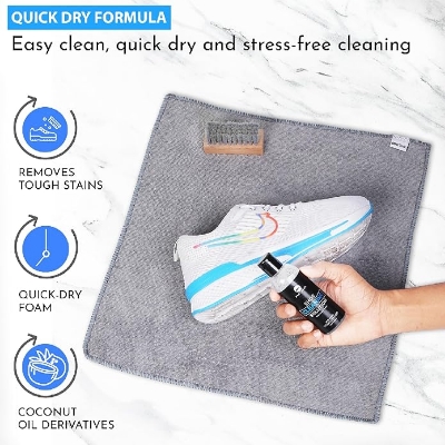 Picture of BootCare Shoe Cleaner Whitening Cleansing Liquid Shoe Fast Acting Cleaner Foaming Stain Remover For Shoes - Cleaner Suitable for Sneaker, Nubuck, Canvas, Knit, Trainers, Multi-Material,Suede & Many More,Travel Friendly Portable Kit (100 ml)