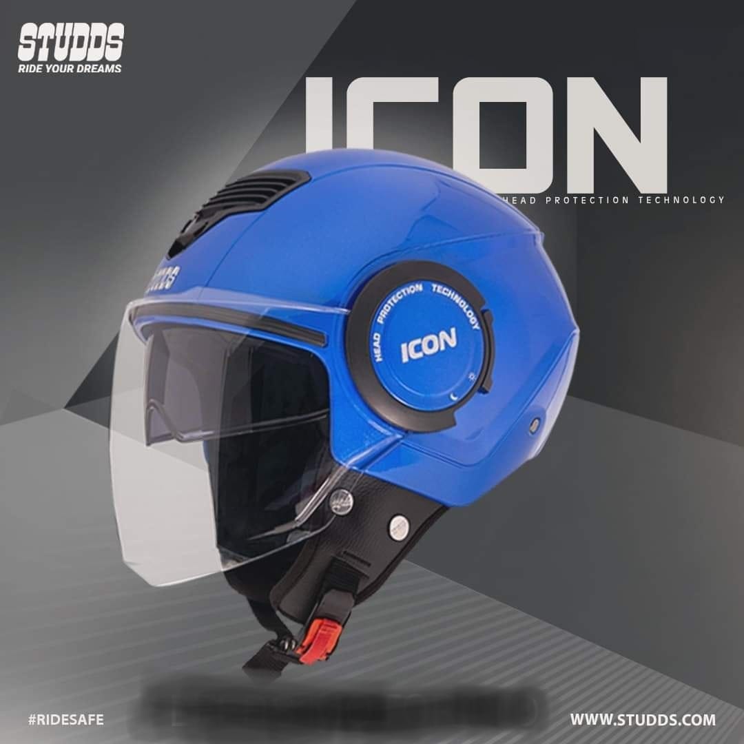 Picture of STUDDS ICON HELMET - OPEN FACE Cetified Best Quality Helmet (Blue)