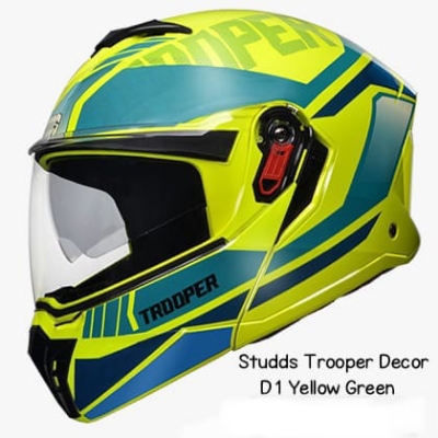 Picture of STUDDS Trooper D1 Flip-up Full Face with Dual Visor Motorbike Helmet  (Yellow N3) (Yellow)