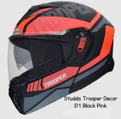 Picture of STUDDS Trooper D1 Flip-up Full Face with Dual Visor Motorbike Helmet  (Black Red N8) (Red and Black)