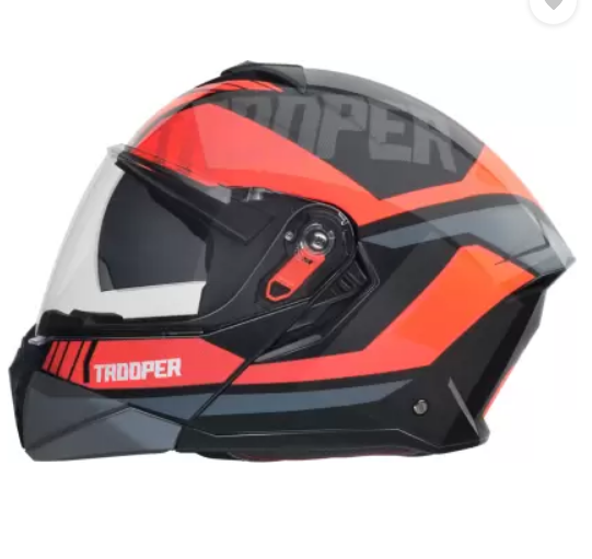Picture of STUDDS Trooper D1 Flip-up Full Face with Dual Visor Motorbike Helmet  (Black Red N8) (Red and Black)