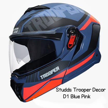 Picture of STUDDS Trooper D1 Flip-up Full Face with Dual Visor Motorbike Helmet  (Blue Pink) (Blue)