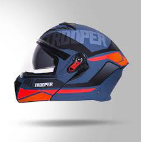 Picture of STUDDS Trooper D1 Flip-up Full Face with Dual Visor Motorbike Helmet  (Blue Pink) (Blue)