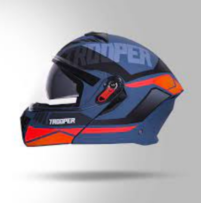 Picture of STUDDS Trooper D1 Flip-up Full Face with Dual Visor Motorbike Helmet  (Blue Pink) (Blue)