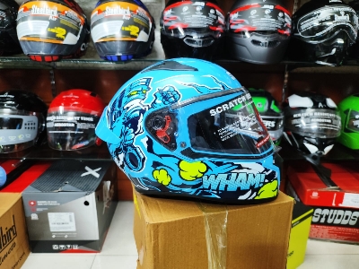 Picture of FULL FACE BIKE STUDDS THUNDER HELMET FOR BIKE RIDER (Black blue)