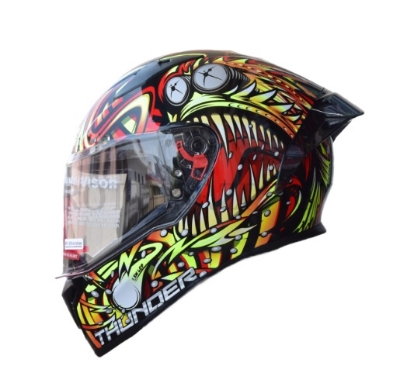 Picture of FULL FACE BIKE STUDDS THUNDER HELMET FOR BIKE RIDER BLACK YELLOW (Black)