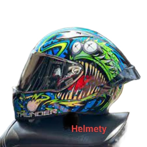 Picture of FULL FACE BIKE STUDDS THUNDER HELMET FOR BIKE RIDER BLACK BLUE (Black)