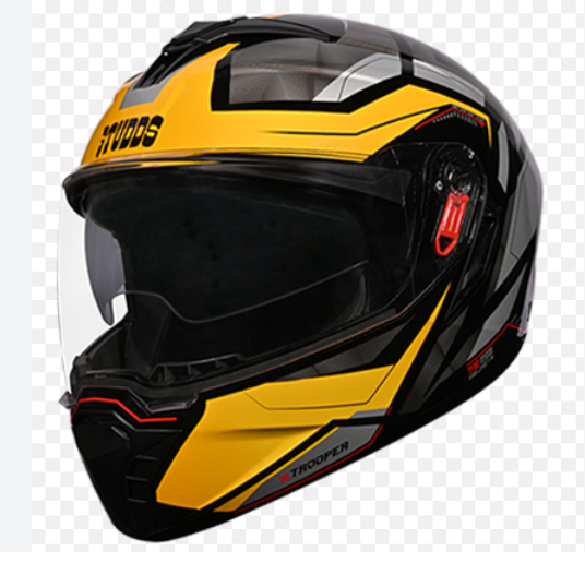 Picture of Studds Trooper D2 Red & YELLOW Full Face Bike Helmet (Black)