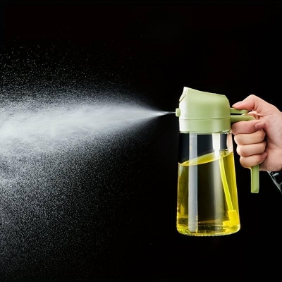 Picture of New 2 in 1 Oil spray bottle Kitchen 500 Ml Oil Bottle For Cooking, Baking, Air Fryer, Salad, Frying, Vinegar Leakproof Seasoning Bottle Canola Oil Spritzer