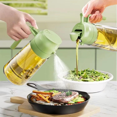 Picture of New 2 in 1 Oil spray bottle Kitchen 500 Ml Oil Bottle For Cooking, Baking, Air Fryer, Salad, Frying, Vinegar Leakproof Seasoning Bottle Canola Oil Spritzer
