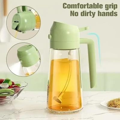 Picture of New 2 in 1 Oil spray bottle Kitchen 500 Ml Oil Bottle For Cooking, Baking, Air Fryer, Salad, Frying, Vinegar Leakproof Seasoning Bottle Canola Oil Spritzer