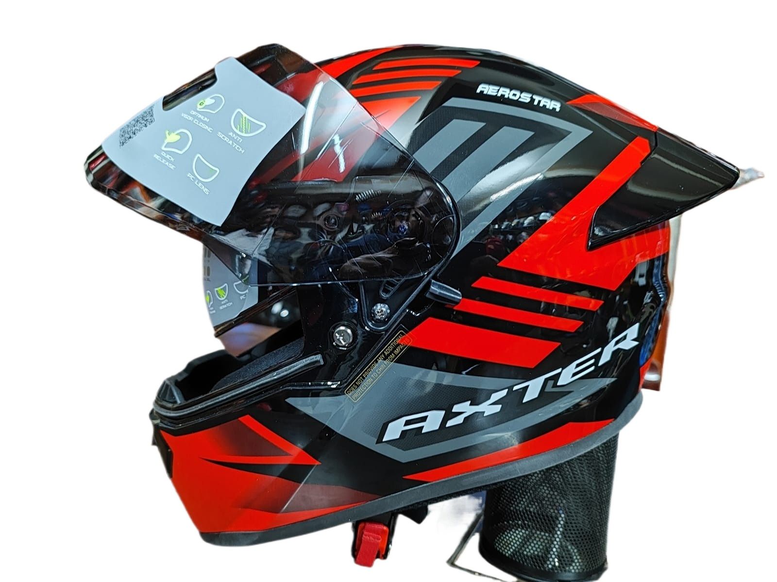 Picture of AEROSTAR AXTER Full Face Helmet ISI And Dot Certified for Men and Women Helmet (Red and Black)