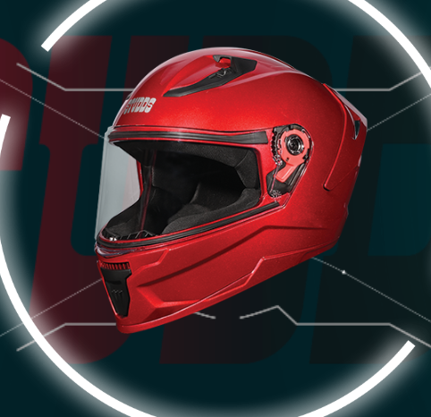 Picture of Studds Raider Super Isi Certified Full Face Helmet for Motorcycling with Spoiler&Clear Visor (Black-L) (Red)